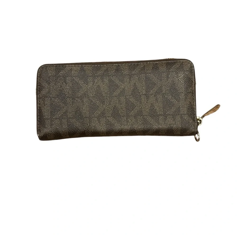 Michael Kors Dark Brown Logo Zip Wallet - Picture 4 of 6